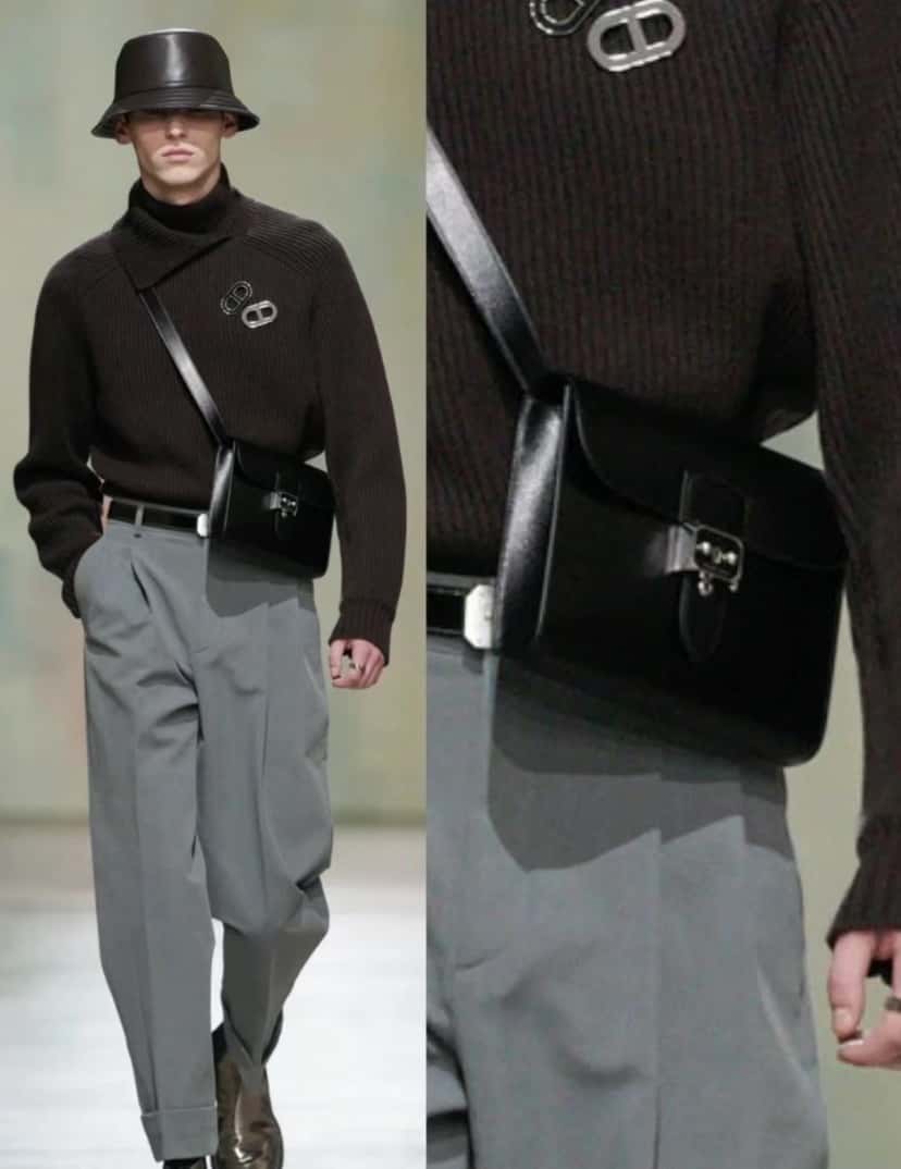 Hermès 信差包 Sac a depeches 21cm togo皮 黑色 银扣-高仿包包