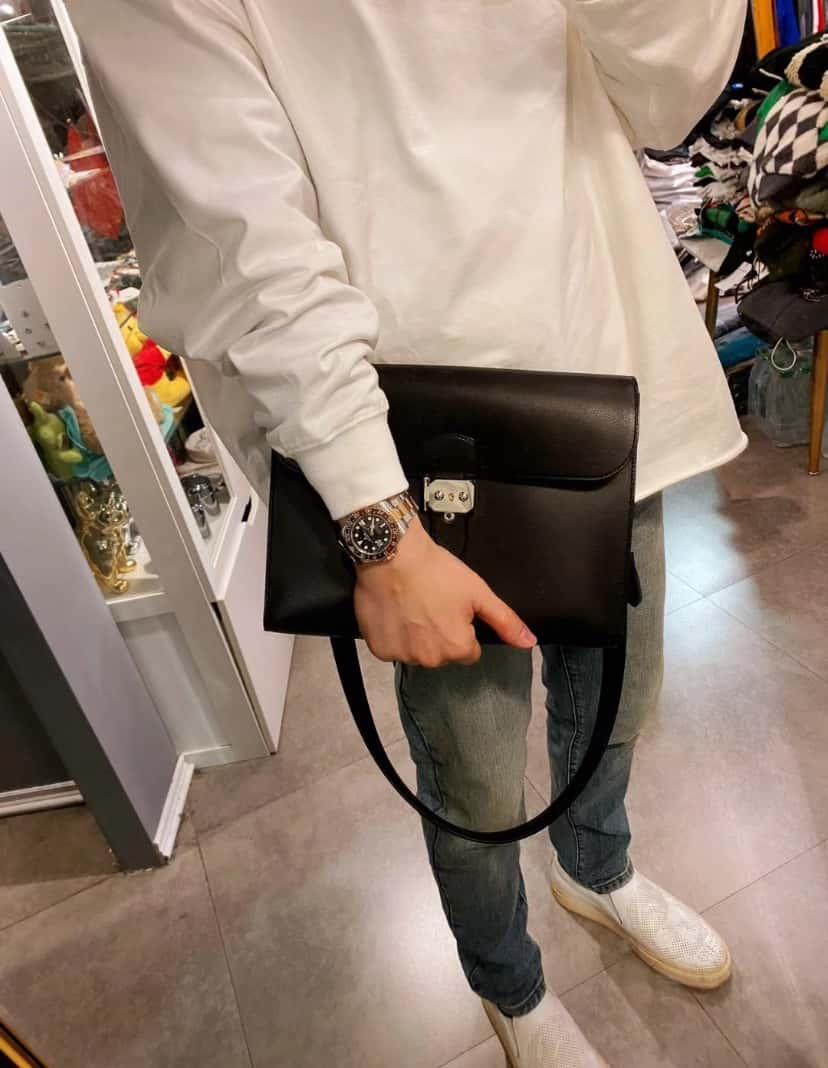 Hermès 信差包 Sac a depeches 21cm togo皮 黑色 银扣-高仿包包