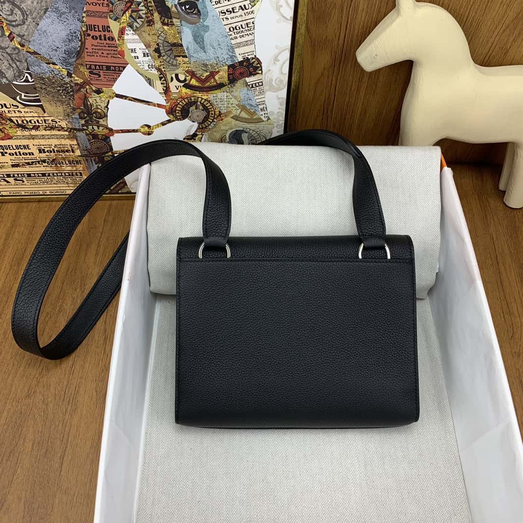 Hermès 信差包 Sac a depeches 21cm togo皮 黑色 银扣-高仿包包