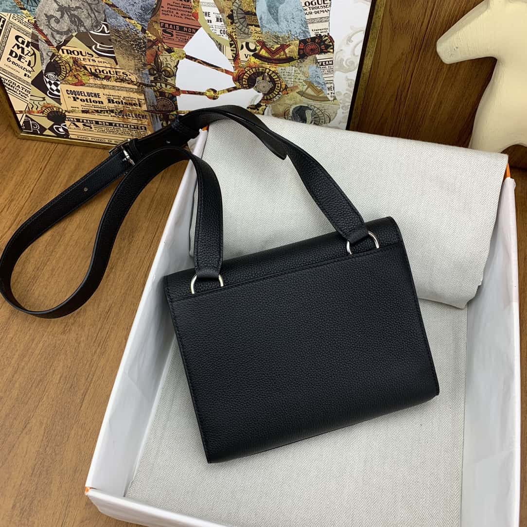 Hermès 信差包 Sac a depeches 21cm togo皮 黑色 银扣-高仿包包