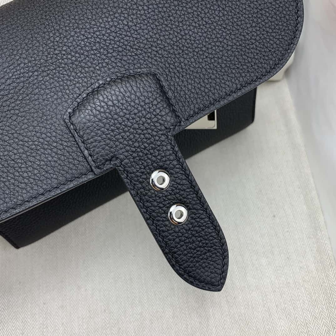 Hermès 信差包 Sac a depeches 21cm togo皮 黑色 银扣-高仿包包