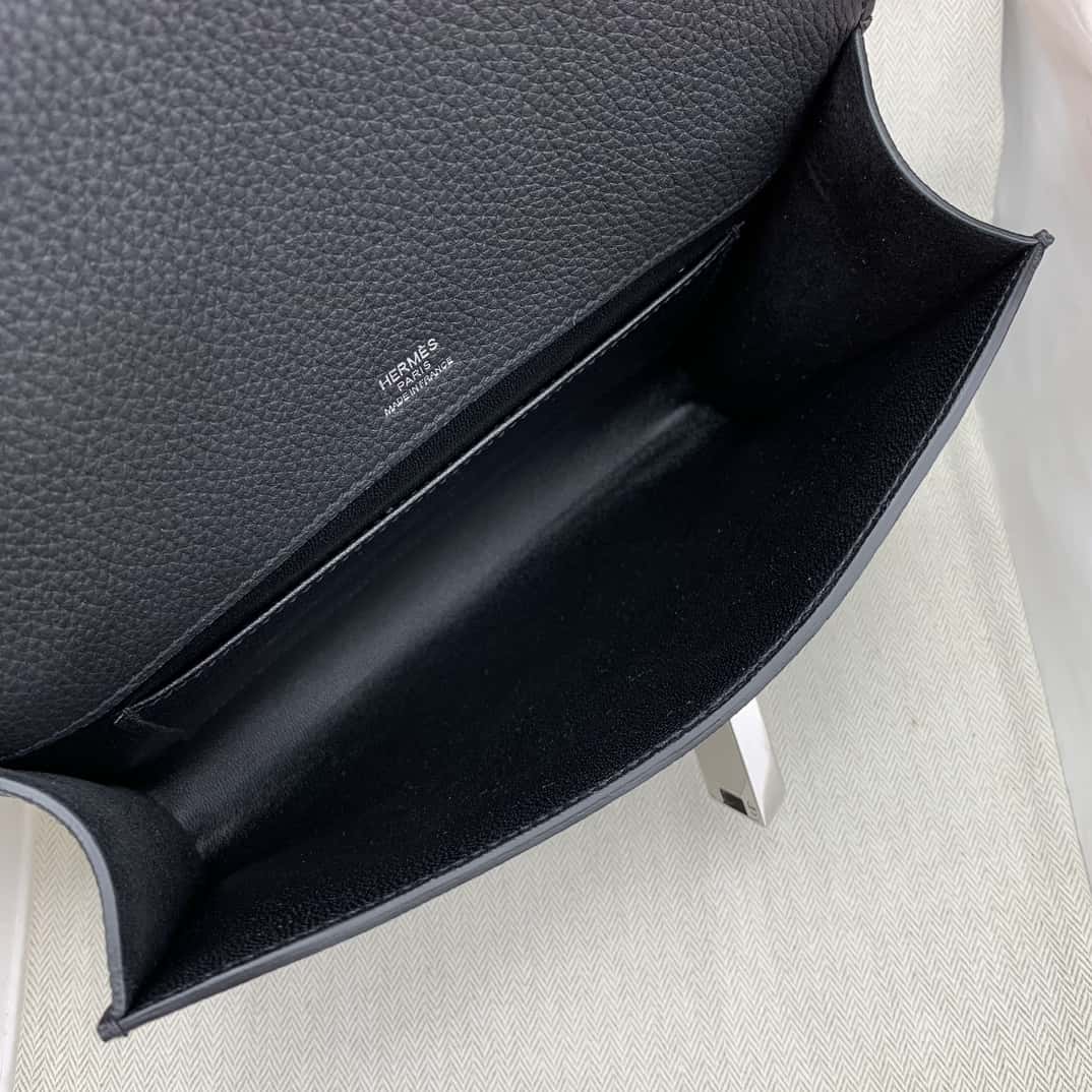 Hermès 信差包 Sac a depeches 21cm togo皮 黑色 银扣-高仿包包