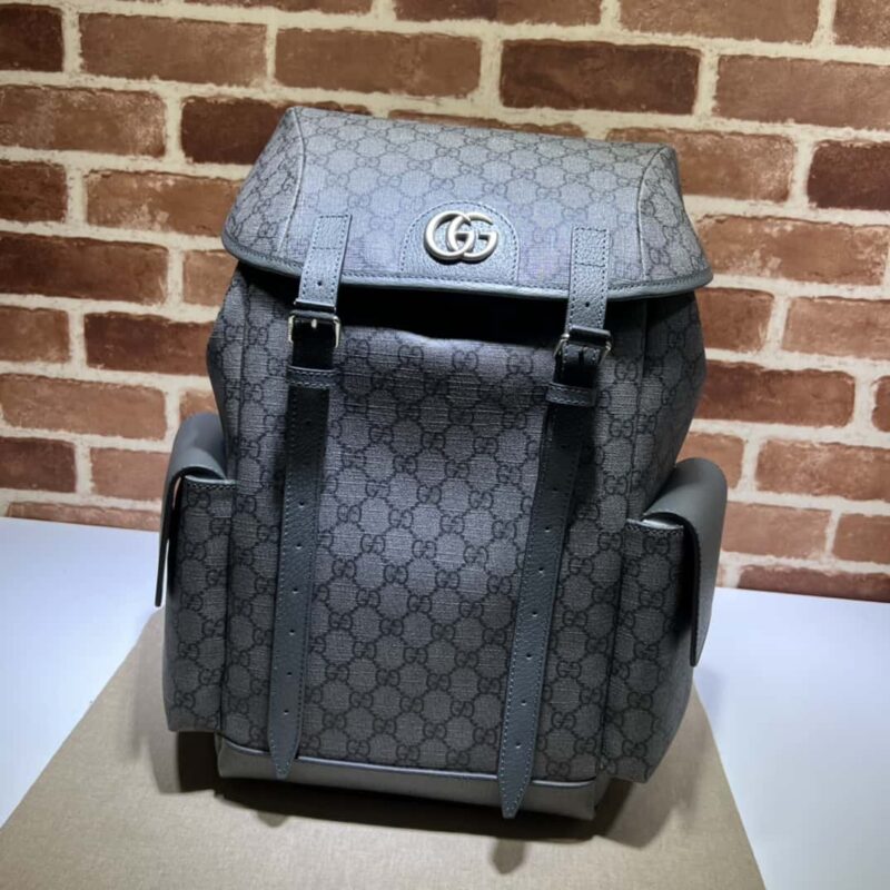 GUCCI古驰Ophidia系列中号GG背包 598140灰PVC/灰皮-高仿包包